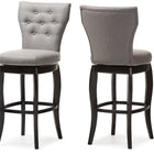 Baxton Studio Leonice Modern and Contemporary Grey Fabric Upholstered Button-tufted 29-Inch 2-Piece Swivel Bar Stool Set