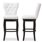 Baxton Studio Leonice Modern and Contemporary White Faux Leather Upholstered Button-tufted 29-Inch 2-Piece Swivel Bar Stool Set