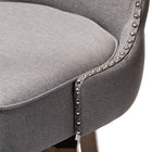 Baxton Studio Gradisca Modern and Contemporary Brown Wood Finishing and Grey Fabric Button-Tufted Upholstered 2-Piece Swivel Barstool Set