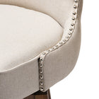 Baxton Studio Gradisca Modern and Contemporary Brown Wood Finishing and Light Beige Fabric Button-Tufted Upholstered 2-Piece Swivel Barstool Set