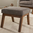 Baxton Studio Aberdeen Mid-Century Modern Walnut Wood Finishing and Gravel Fabric Upholstered Ottoman