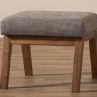 Baxton Studio Aberdeen Mid-Century Modern Walnut Wood Finishing and Gravel Fabric Upholstered Ottoman