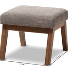 Baxton Studio Aberdeen Mid-Century Modern Walnut Wood Finishing and Gravel Fabric Upholstered Ottoman