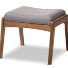 Baxton Studio Roxy Mid-Century Modern Walnut Wood Finishing and Grey Fabric Upholstered Ottoman