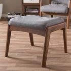 Baxton Studio Roxy Mid-Century Modern Walnut Wood Finishing and Grey Fabric Upholstered Ottoman