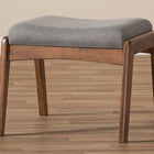 Baxton Studio Roxy Mid-Century Modern Walnut Wood Finishing and Grey Fabric Upholstered Ottoman