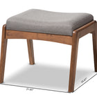 Baxton Studio Roxy Mid-Century Modern Walnut Wood Finishing and Grey Fabric Upholstered Ottoman