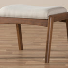 Baxton Studio Roxy Mid-Century Modern Walnut Wood Finishing and Light Beige Fabric Upholstered Ottoman