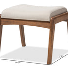 Baxton Studio Roxy Mid-Century Modern Walnut Wood Finishing and Light Beige Fabric Upholstered Ottoman