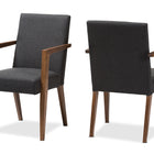 Baxton Studio Andrea Mid-Century Modern Dark Grey Upholstered Wooden Armchair - Set of 2