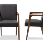 Baxton Studio Andrea Mid-Century Modern Dark Grey Upholstered Wooden Armchair - Set of 2