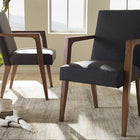 Baxton Studio Andrea Mid-Century Modern Dark Grey Upholstered Wooden Armchair - Set of 2