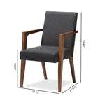 Baxton Studio Andrea Mid-Century Modern Dark Grey Upholstered Wooden Armchair - Set of 2