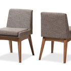 Baxton Studio Nexus Mid-Century Modern Walnut Wood Finishing and Gravel Fabric Upholstered Dining Side Chair - Set of 2