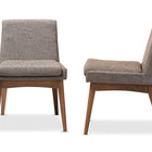 Baxton Studio Nexus Mid-Century Modern Walnut Wood Finishing and Gravel Fabric Upholstered Dining Side Chair - Set of 2