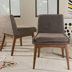 Baxton Studio Nexus Mid-Century Modern Walnut Wood Finishing and Gravel Fabric Upholstered Dining Side Chair - Set of 2