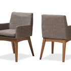 Baxton Studio Nexus Mid-Century Modern Walnut Wood Finishing and Gravel Fabric Upholstered Arm Chair - Set of 2