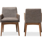 Baxton Studio Nexus Mid-Century Modern Walnut Wood Finishing and Gravel Fabric Upholstered Arm Chair - Set of 2
