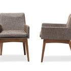 Baxton Studio Nexus Mid-Century Modern Walnut Wood Finishing and Gravel Fabric Upholstered Arm Chair - Set of 2