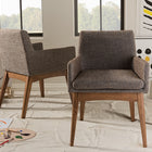 Baxton Studio Nexus Mid-Century Modern Walnut Wood Finishing and Gravel Fabric Upholstered Arm Chair - Set of 2