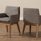 Baxton Studio Nexus Mid-Century Modern Walnut Wood Finishing and Gravel Fabric Upholstered Arm Chair - Set of 2