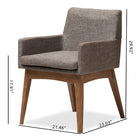 Baxton Studio Nexus Mid-Century Modern Walnut Wood Finishing and Gravel Fabric Upholstered Arm Chair - Set of 2
