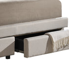 Baxton Studio Ainge Contemporary Button-Tufted Light Beige Fabric Upholstered Storage King-Size Bed with 2-drawer