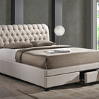 Baxton Studio Ainge Contemporary Button-Tufted Light Beige Fabric Upholstered Storage King-Size Bed with 2-drawer