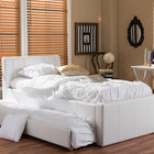 Baxton Studio Cosmo Modern and Contemporary White Faux Leather Twin Size Trundle Bed
