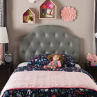 Baxton Studio Morris Modern and Contemporary Grey Fabric Upholstered Button-Tufted Scalloped Twin Size Headboard 
