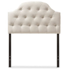 Baxton Studio Morris Modern and Contemporary Light Beige Fabric Upholstered Button-Tufted Scalloped Twin Size Headboard