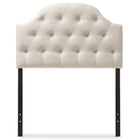 Baxton Studio Morris Modern and Contemporary Light Beige Fabric Upholstered Button-Tufted Scalloped Twin Size Headboard