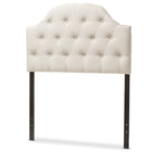 Baxton Studio Morris Modern and Contemporary Light Beige Fabric Upholstered Button-Tufted Scalloped Twin Size Headboard