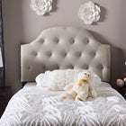Baxton Studio Morris Modern and Contemporary Light Beige Fabric Upholstered Button-Tufted Scalloped Twin Size Headboard 