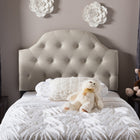 Baxton Studio Morris Modern and Contemporary Light Beige Fabric Upholstered Button-Tufted Scalloped Twin Size Headboard