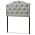 Baxton Studio Myra Modern and Contemporary Grey Fabric Upholstered Button-Tufted Scalloped Twin Size Headboard