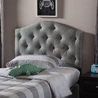 Baxton Studio Myra Modern and Contemporary Grey Fabric Upholstered Button-Tufted Scalloped Twin Size Headboard 