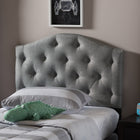Baxton Studio Myra Modern and Contemporary Grey Fabric Upholstered Button-Tufted Scalloped Twin Size Headboard