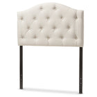 Baxton Studio Myra Modern and Contemporary Light Beige Fabric Upholstered Button-Tufted Scalloped Twin Size Headboard