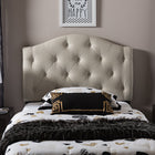 Baxton Studio Myra Modern and Contemporary Light Beige Fabric Upholstered Button-Tufted Scalloped Twin Size Headboard 