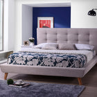 Baxton Studio Jonesy Scandinavian Style Mid-century Beige Fabric Upholstered Queen Size Platform Bed