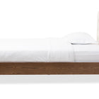 Baxton Studio Alinia Mid-century Retro Modern Light Beige Fabric Upholstered Walnut Wood Queen Size Platform Bed