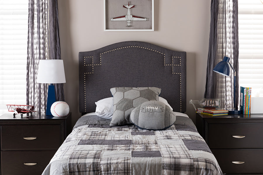 Baxton Studio Aubrey Modern and Contemporary Dark Grey Fabric Upholstered Twin Size Headboard 