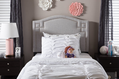 Baxton Studio Aubrey Modern and Contemporary Grayish Beige Fabric Upholstered Twin Size Headboard 