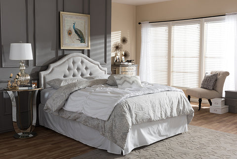 Baxton Studio Cora Modern and Contemporary Grayish Beige Fabric Upholstered Full Size Headboard