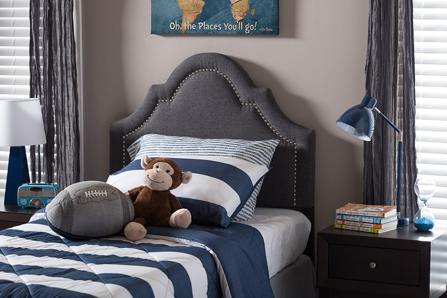 Baxton Studio Rita Modern and Contemporary Dark Grey Fabric Upholstered Twin Size Headboard 