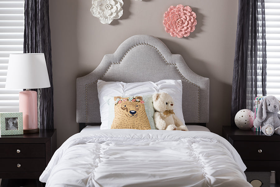 Baxton Studio Rita Modern and Contemporary Grayish Beige Fabric Upholstered Twin Size Headboard 
