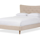 Baxton Studio Hannah Mid-Century Modern Beige Linen Queen Size Platform Bed