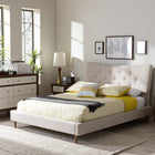 Baxton Studio Hannah Mid-Century Modern Beige Linen Queen Size Platform Bed