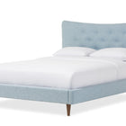 Baxton Studio Hannah Mid-Century Modern Sky Blue Fabric Queen Size Platform Bed